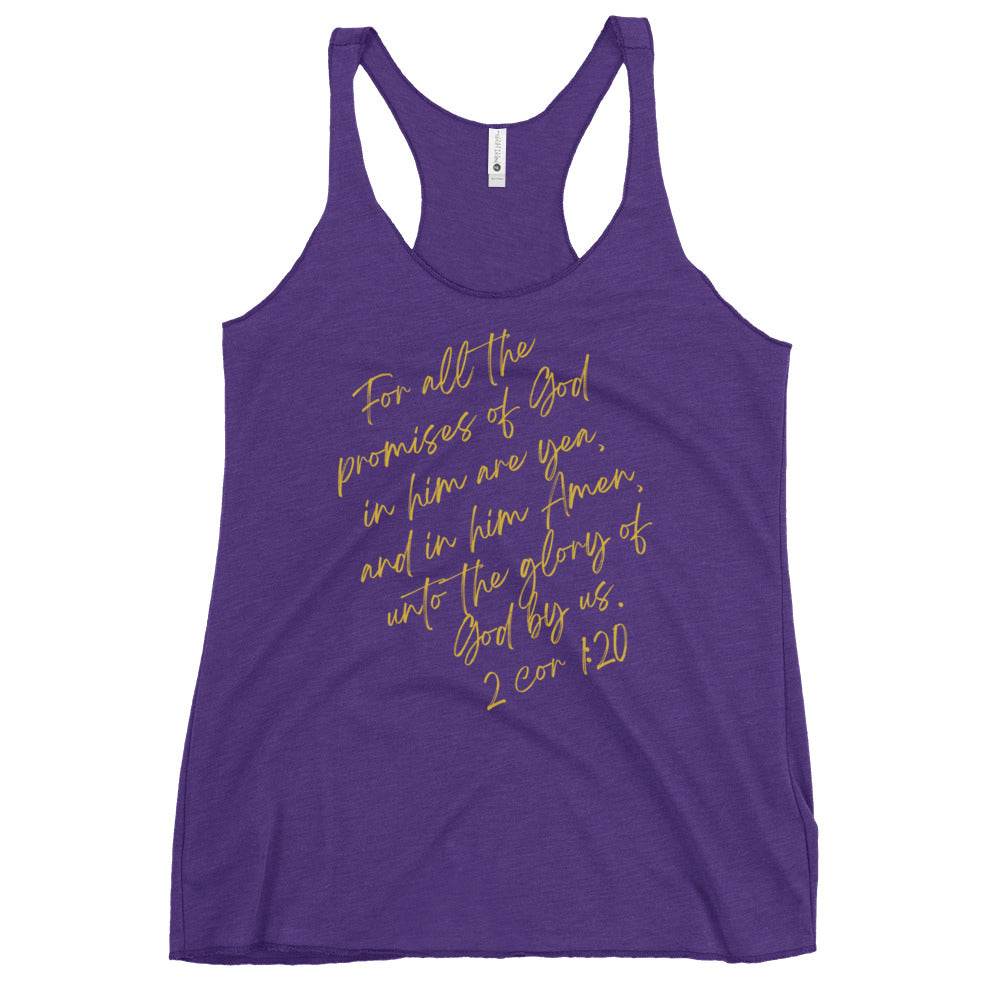 2 Cor 1:20 Women's Racerback Tank