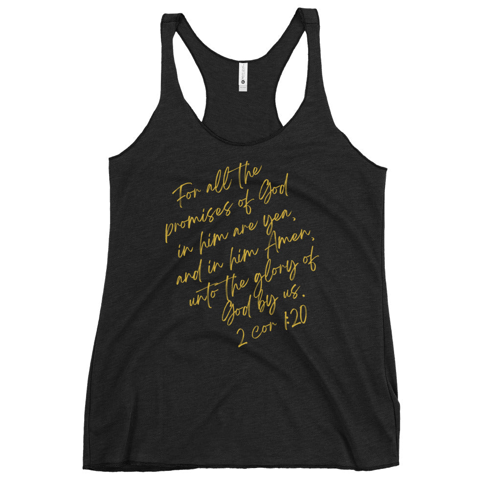 2 Cor 1:20 Women's Racerback Tank