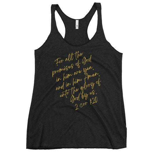 2 Cor 1:20 Women's Racerback Tank