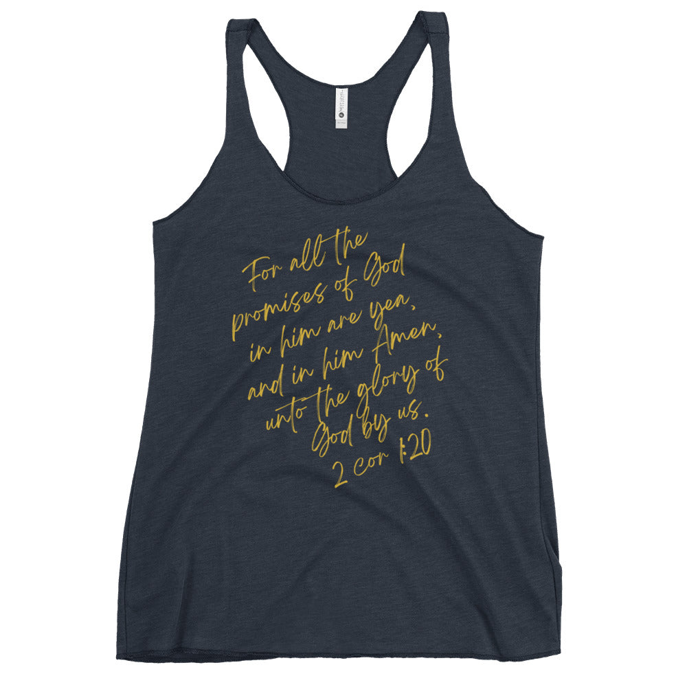 2 Cor 1:20 Women's Racerback Tank
