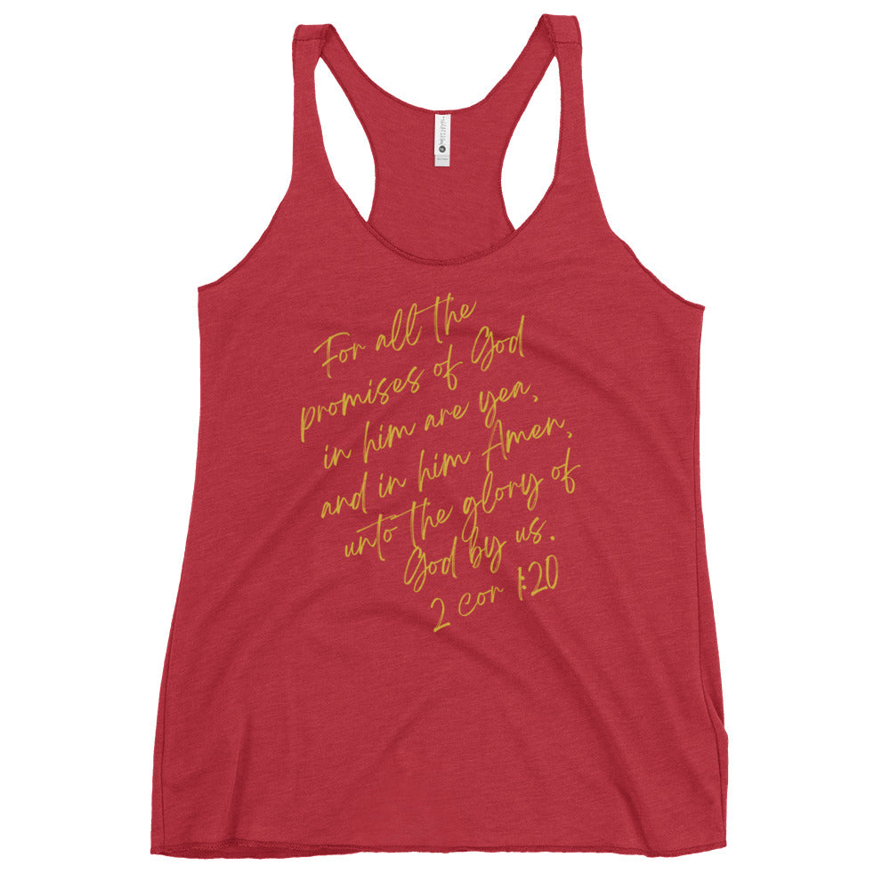2 Cor 1:20 Women's Racerback Tank