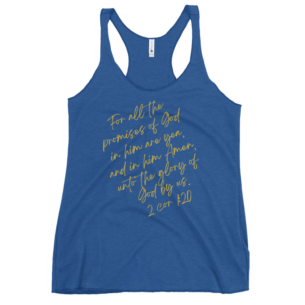 2 Cor 1:20 Women's Racerback Tank